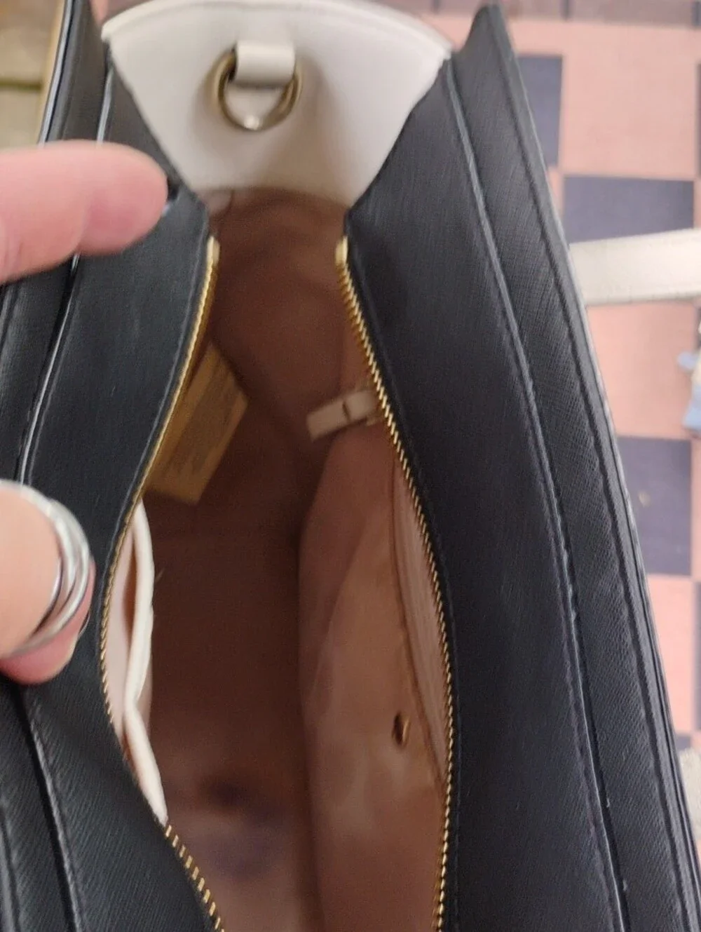 kate spade Black and Cream Saffiano Leather Tote And Free GUC Wallet